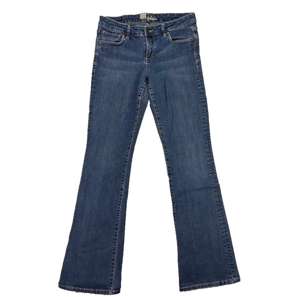 Kut from the Kloth Button Flap Pocket Jeans‎ Sz 6 Dark Wash Grunge Embroidered